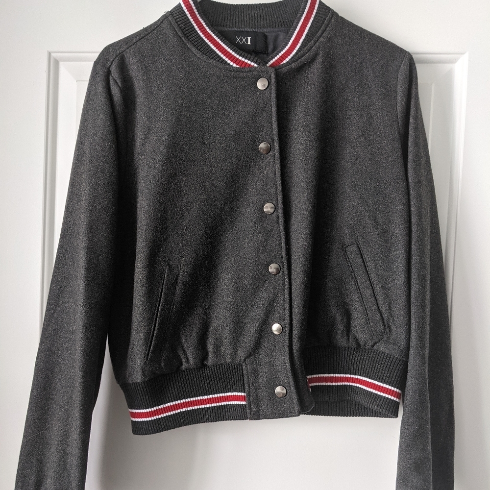 Forever 21 Dark Grey Button Up Jacket Size Large